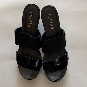 Lauren Ralph Lauren Black Patent Mules